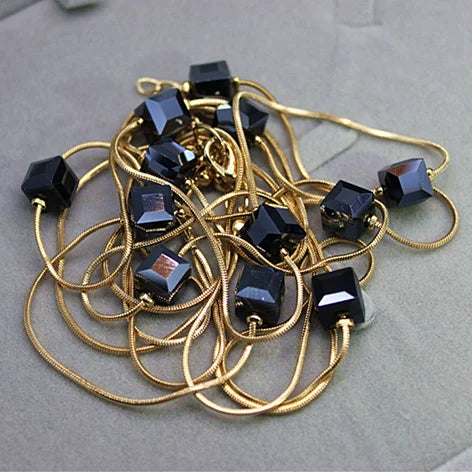 Nouveaux accessoires de bijoux en cristal de mode européenne, collier Long de perles de cristal autrichien, colliers et pendentifs en chaîne de pull pour femmes