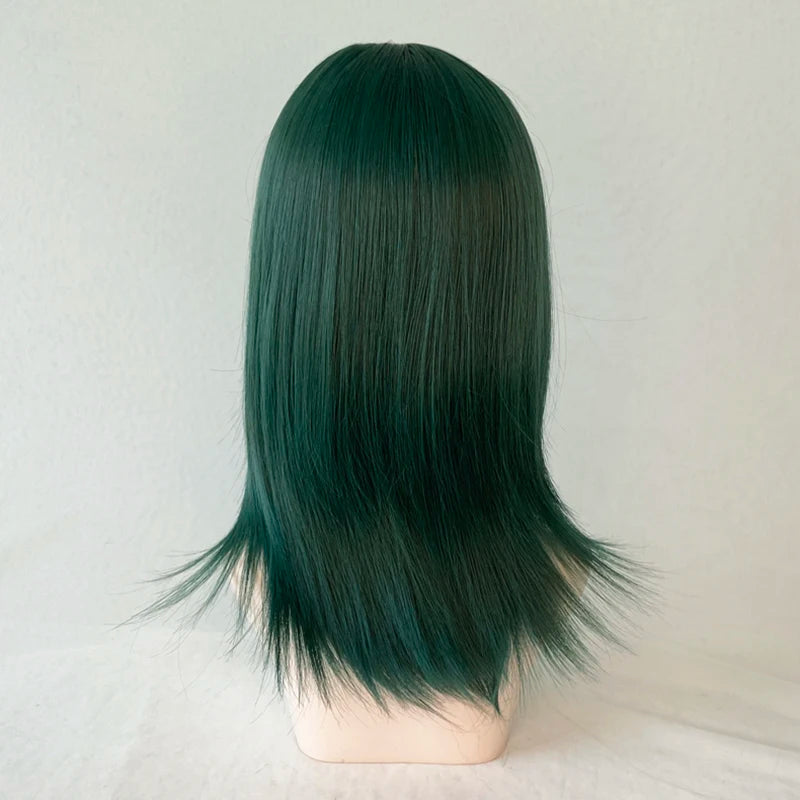 MSIWIGS-Perruque de Cosplay Synthétique Vert Foncé, Courte, Droite, Été, Cool, Beau, Européen et Américain, Équipement de Sauna pour Femme
