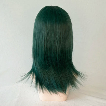 MSIWIGS-Perruque de Cosplay Synthétique Vert Foncé, Courte, Droite, Été, Cool, Beau, Européen et Américain, Équipement de Sauna pour Femme