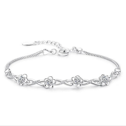 Luxe 925 Bracelets en argent Sterling violet blanc zircone fleur de prunier Bracelets et Bracelets pour femme pulseira de Prata S-B51