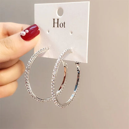 Boucles d'oreilles rondes en cristal strass pour femmes, bijoux de luxe exquis, cadeau idéal, nouvelle collection 2021