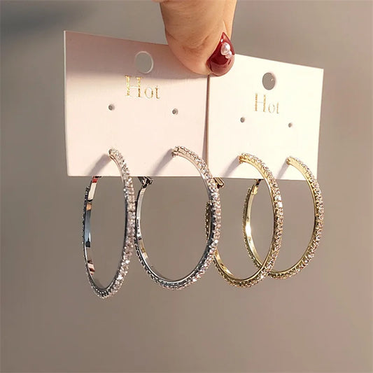 Boucles d'oreilles rondes en cristal strass pour femmes, bijoux de luxe exquis, cadeau idéal, nouvelle collection 2021