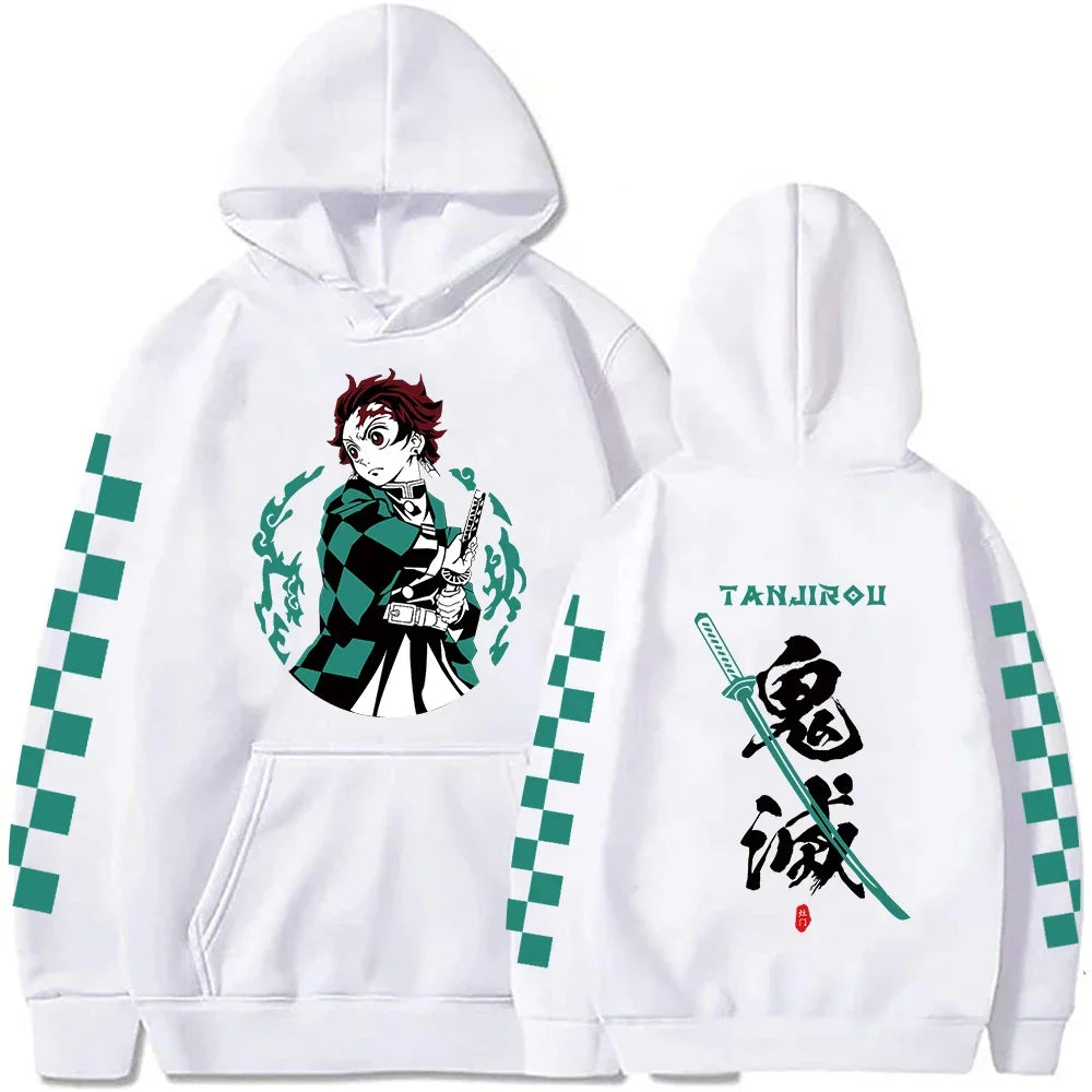 Japanese Anime Demon Slayer Tanjiro Kamado Hoodie Men Women Y2k Harajuku Unisex Casual Pullover Tops Clothing
