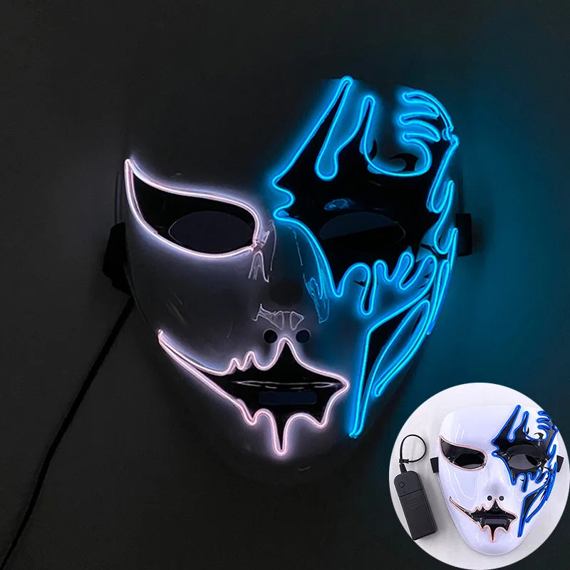 Masque lumineux pour Costume d'halloween, masque de Cosplay LED Demon Slayer pour hommes et femmes, accessoires de maison hantée d'horreur