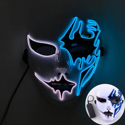 Masque lumineux pour Costume d'halloween, masque de Cosplay LED Demon Slayer pour hommes et femmes, accessoires de maison hantée d'horreur