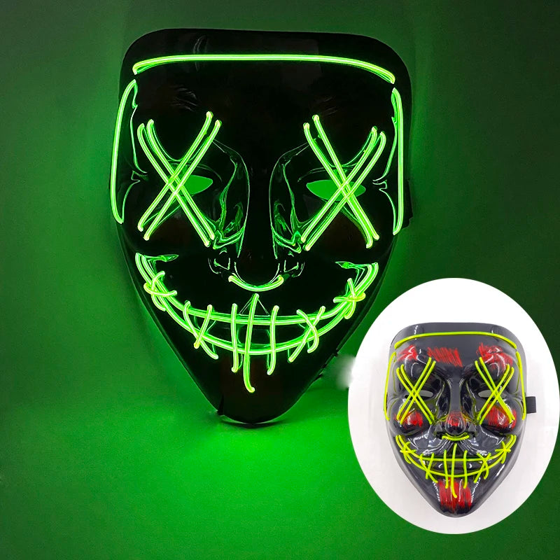 Masque lumineux pour Costume d'halloween, masque de Cosplay LED Demon Slayer pour hommes et femmes, accessoires de maison hantée d'horreur