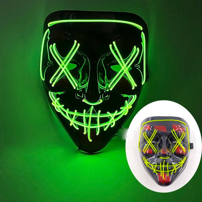 Masque lumineux pour Costume d'halloween, masque de Cosplay LED Demon Slayer pour hommes et femmes, accessoires de maison hantée d'horreur