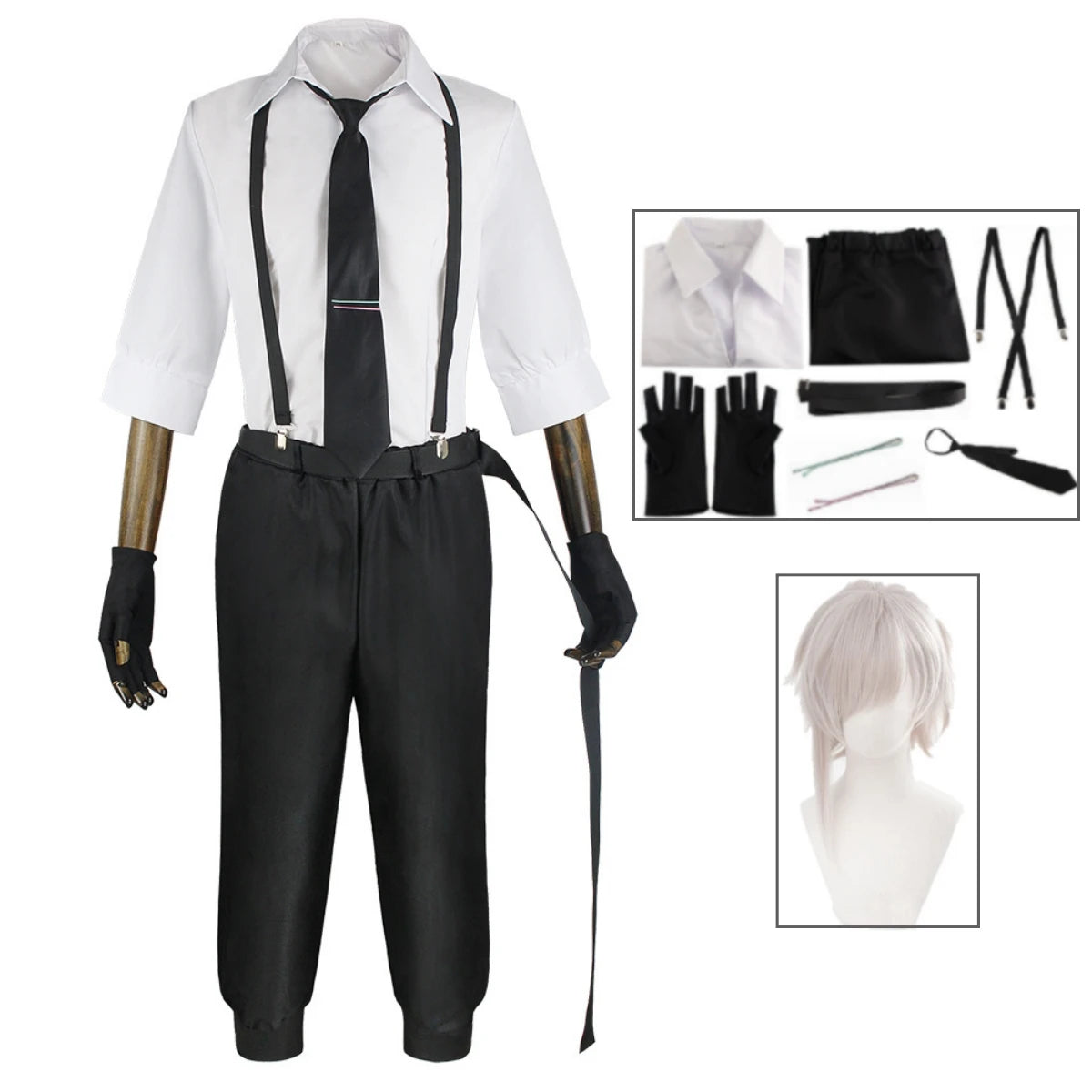 Anime Bungo Stray Dogs Cosplay Costume, Sweat-shirt, Chemise, Sangle, Pantalon, Uniforme, ixd'Halloween, Atsushi, Nakajima, Kostum