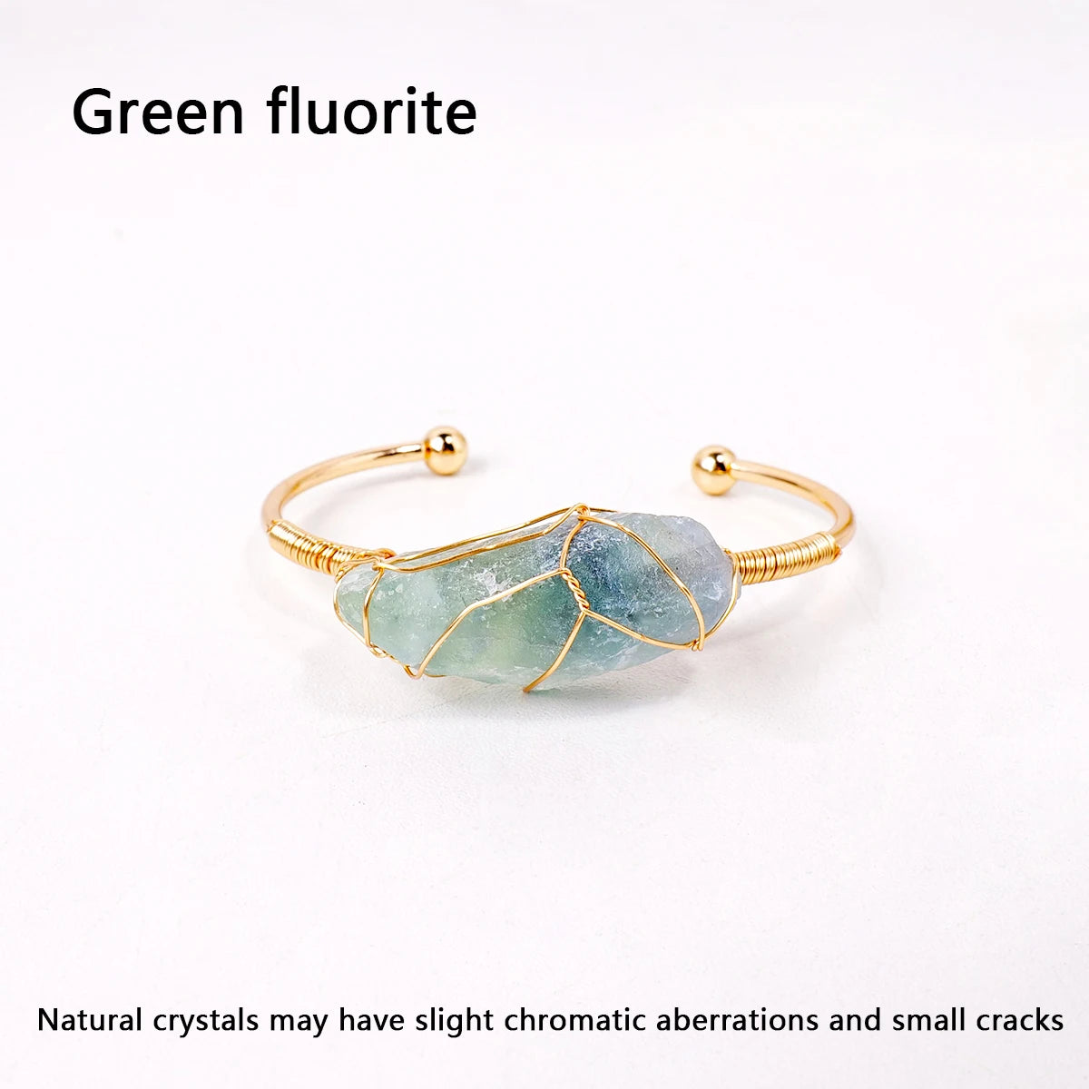 Bracelet en cristal naturel avec pierres précieuses brutes, 1 pièce, fil de cuivre tissé à la main, ouvert, breloque assortie à la mode, bijoux fins