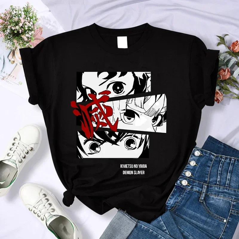 Démon Slayer T-shirt femmes Kimetsu No Yaiba Nezuko T-shirt femme Tanjirou Kamado graphique T-shirt japonais Anime Manga T-shirt