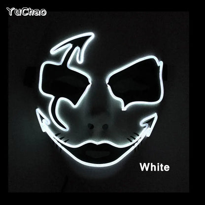 Masque lumineux pour Costume d'halloween, masque de Cosplay LED Demon Slayer pour hommes et femmes, accessoires de maison hantée d'horreur