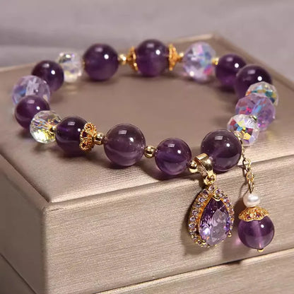 ZAKOL – Bracelet à breloques en Zircon pour femmes et filles, perles de cristal violettes exquises, bijoux d'anniversaire mignons, accessoires, cadeaux