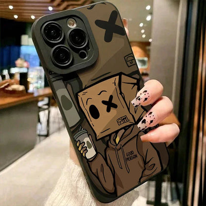 Coque de téléphone à motif d'homme en Carton de dessin animé, étui en Silicone souple givré antichoc pour iPhone 11 12 13 14 Pro Max 15 16 XR X