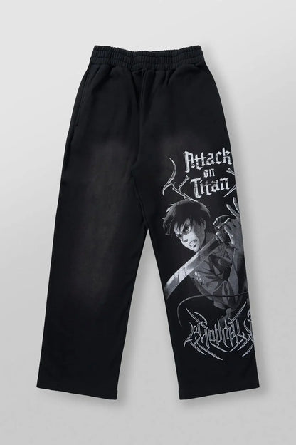 YOUNGLA American Cartoon Attack on Titan Jogger Cotton Wool Printed Wide Leg Pants