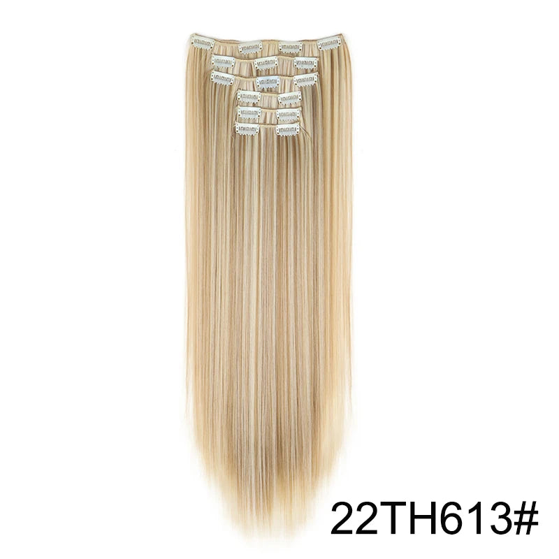 WIGSIN – Extension capillaire synthétique de 24 pouces, postiche longue et lisse en Fiber résistante à la chaleur, noire, brune, blonde, 6 pièces, pour femmes
