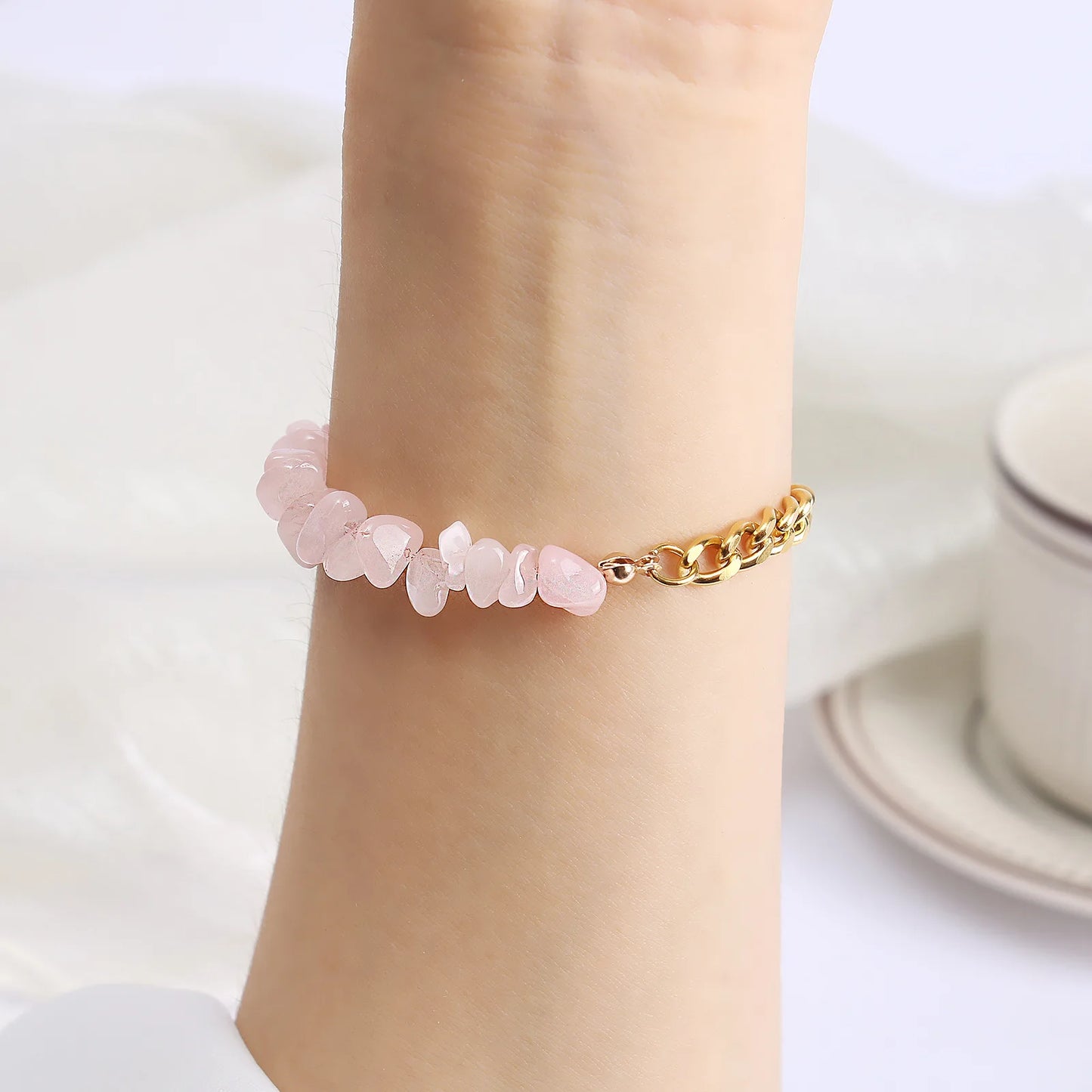 Bracelets bohème en acier inoxydable 316l, cristal naturel, pierre violette, pour femmes, bijoux de vacances, cadeaux, livraison directe