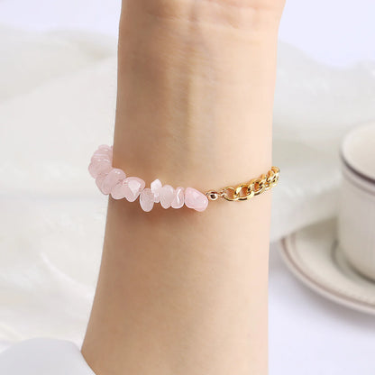 Bracelets bohème en acier inoxydable 316l, cristal naturel, pierre violette, pour femmes, bijoux de vacances, cadeaux, livraison directe