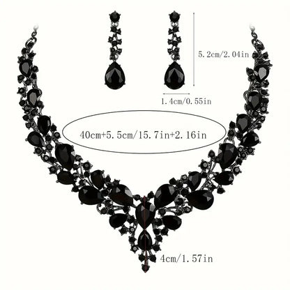 Ensemble de bijoux à la mode pour femmes, 3 pièces, luxueux, minimaliste, strass, boule de cristal, collier, boucle d'oreille, ensemble d'accessoires pour femmes