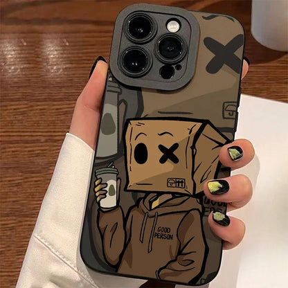 Coque de téléphone à motif d'homme en Carton de dessin animé, étui en Silicone souple givré antichoc pour iPhone 11 12 13 14 Pro Max 15 16 XR X