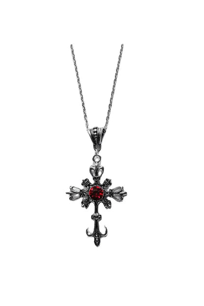 Grand collier de croix chrétienne baroque couleur argent avec cristaux, Crucifix gothique et bijoux de pâques, Crucifix à bijoux unisexe