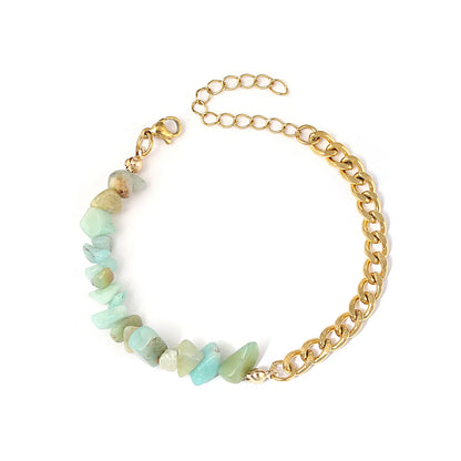 Bracelets bohème en acier inoxydable 316l, cristal naturel, pierre violette, pour femmes, bijoux de vacances, cadeaux, livraison directe