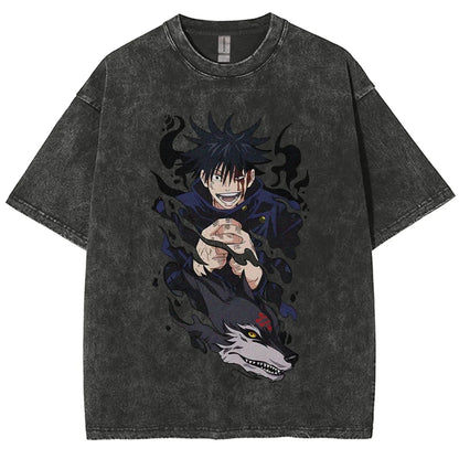 Anime Jujutsu Kaisen Gojo Satoru T-Shirts Washed Men Women Cotton Harajuku T-Shirts Ryomen Sukuna Retro Men's Women's Top Tees