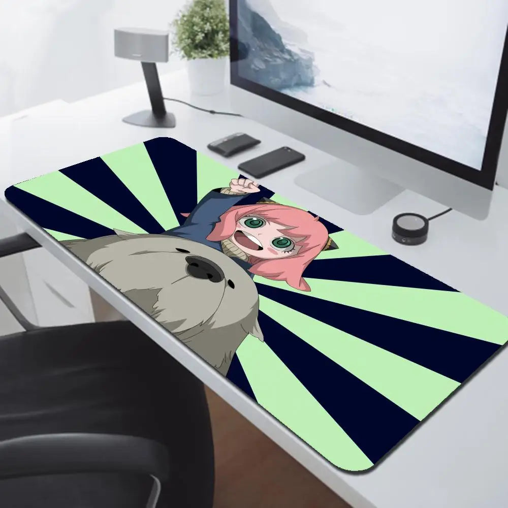 Anya Forger Kawaii Anime Spy X Family Mausepad Media Natural Rubber Non-Slip Desk Mouse Pad Large Locking Edge 900x400