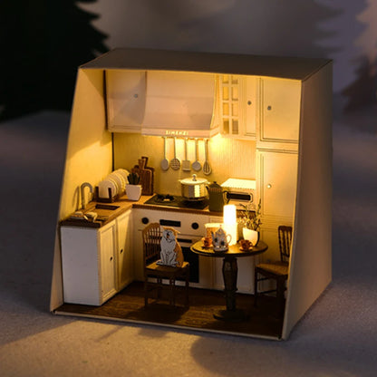 Maison de course l'inventaire en bois avec lumières LED, maison de beurre casa, mini kit de bricolage, assemblage de meubles, jouets de chambre exécutifs, 3D, bricolage