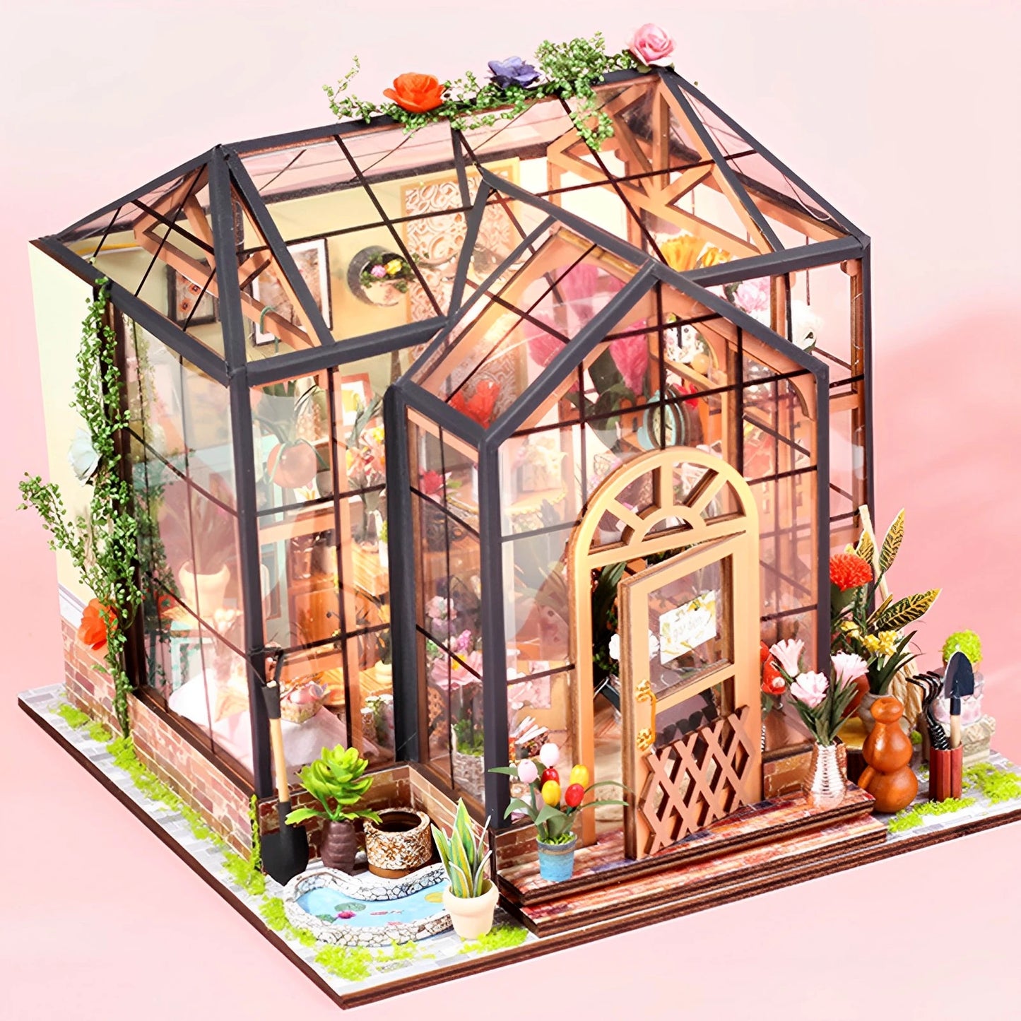 Kit de Maison Miniature avec Lumière LED, Modèle de Course Créatif avec Meubles, 3D, Cadeaux Faits à la Main pour Adultes