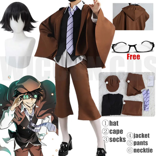 Anime Bungo Stray Edogawa Rampo Cosplay Costumes chiens perruque unisexe détective uniforme costume complet fête Colthing Halloween Costumes