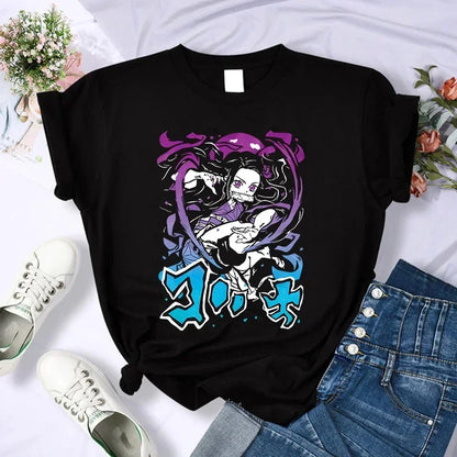 Démon Slayer T-shirt femmes Kimetsu No Yaiba Nezuko T-shirt femme Tanjirou Kamado graphique T-shirt japonais Anime Manga T-shirt