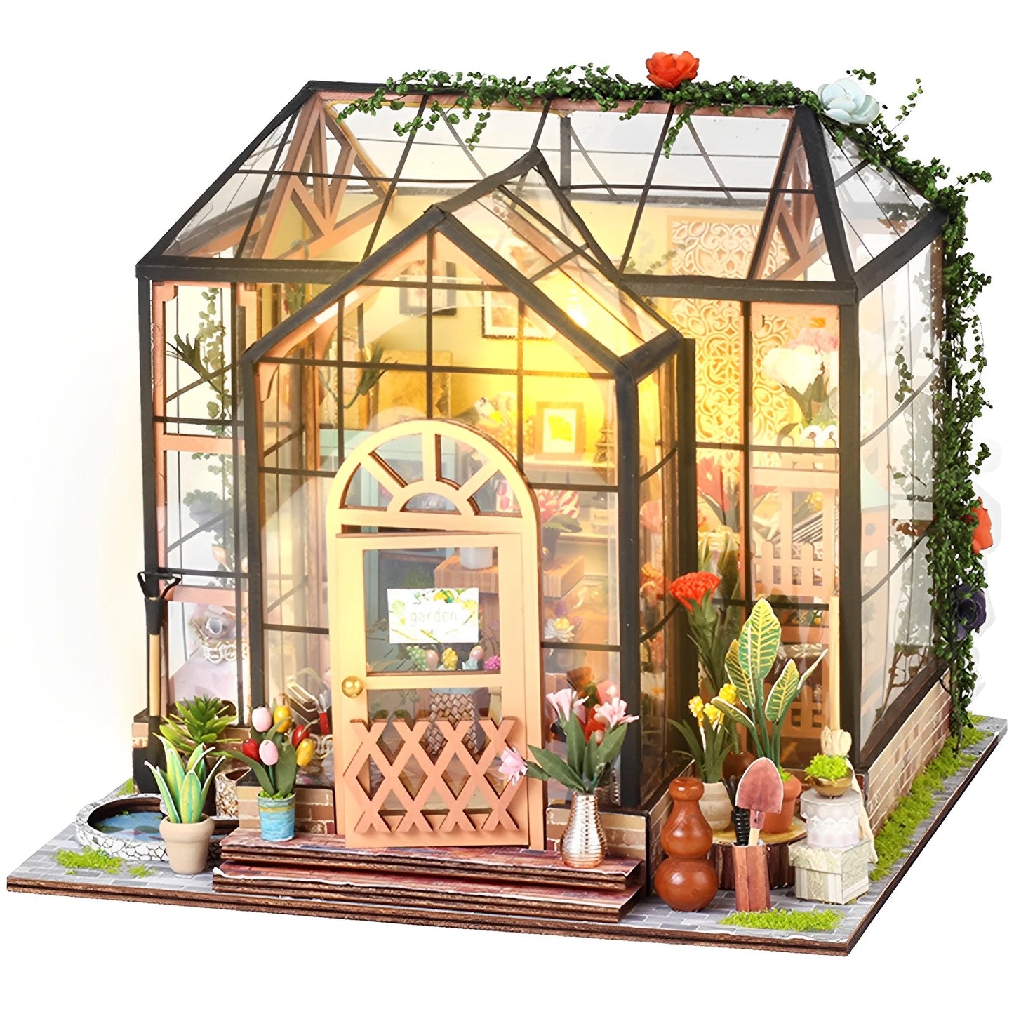 Kit de Maison Miniature avec Lumière LED, Modèle de Course Créatif avec Meubles, 3D, Cadeaux Faits à la Main pour Adultes