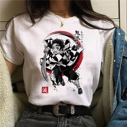 Démon Slayer T-shirt femmes Kimetsu No Yaiba Nezuko T-shirt femme Tanjirou Kamado graphique T-shirt japonais Anime Manga T-shirt