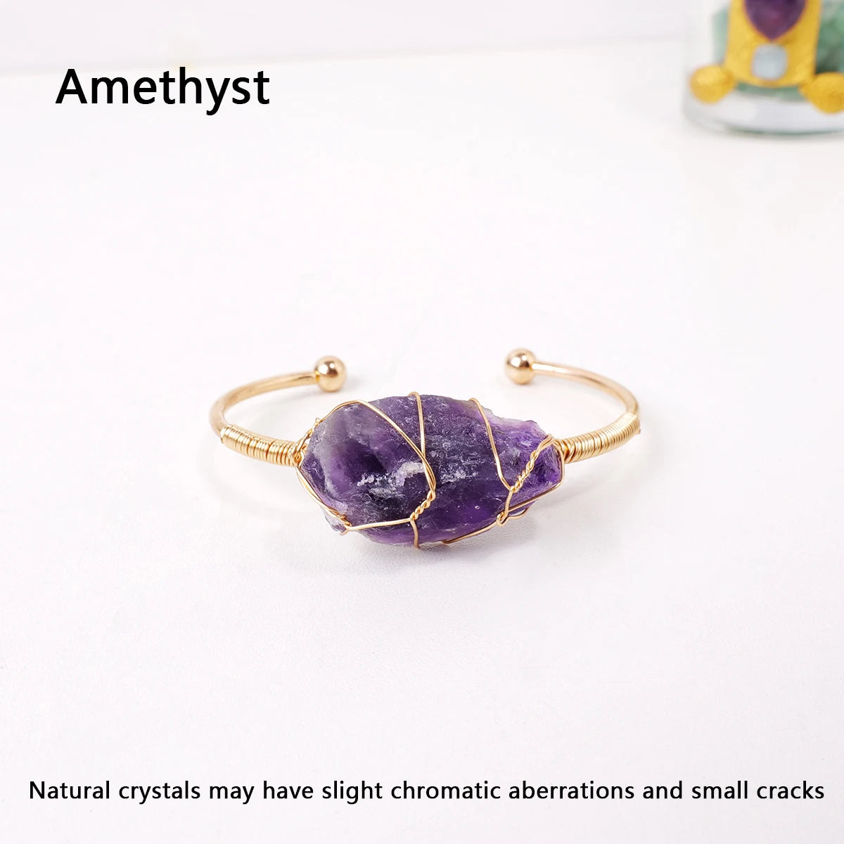 Bracelet en cristal naturel avec pierres précieuses brutes, 1 pièce, fil de cuivre tissé à la main, ouvert, breloque assortie à la mode, bijoux fins