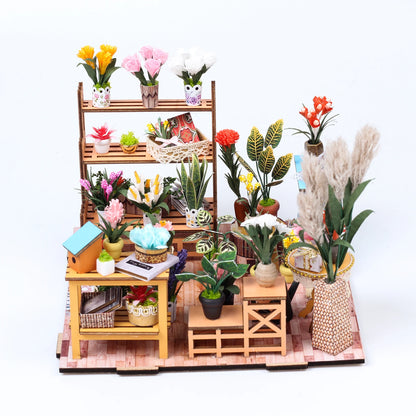 Kit de maison de jardin Miniature, bricolage, avec meubles et lumière LED, ensemble artisanal pour maison de poupée, cadeaux, Kits de construction de maquettes de serre en bois