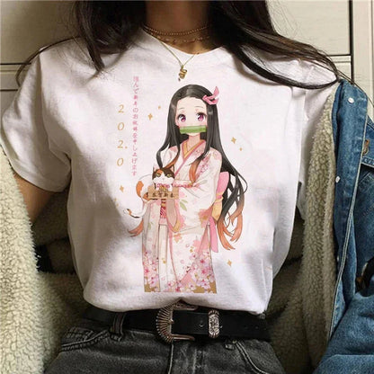 Démon Slayer T-shirt femmes Kimetsu No Yaiba Nezuko T-shirt femme Tanjirou Kamado graphique T-shirt japonais Anime Manga T-shirt