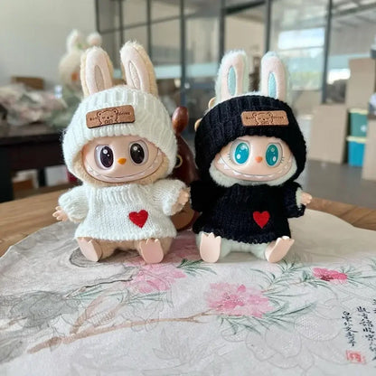 New Doll Clothes Pendant Set, LABUBU Bear Hat Love Sweater Set, DIY Doll Accessories, Funny and Cute Baby Clothes, Christmas Gifts