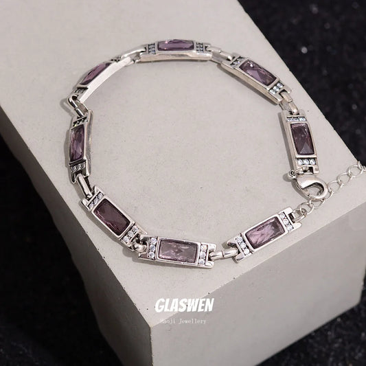 Bracelet en argent Sterling 925 pour femmes, cristal violet, tendance, cadeaux d'anniversaire, ne se décolore jamais, bon marché, nouvel arrivage