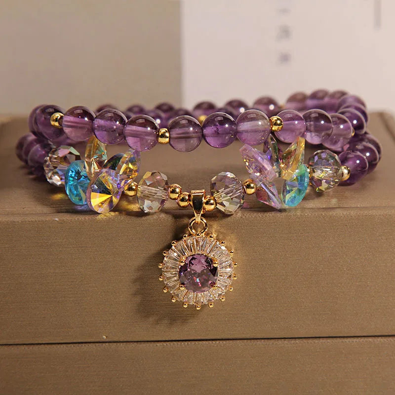 ZAKOL – Bracelet à breloques en Zircon pour femmes et filles, perles de cristal violettes exquises, bijoux d'anniversaire mignons, accessoires, cadeaux