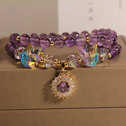 ZAKOL – Bracelet à breloques en Zircon pour femmes et filles, perles de cristal violettes exquises, bijoux d'anniversaire mignons, accessoires, cadeaux