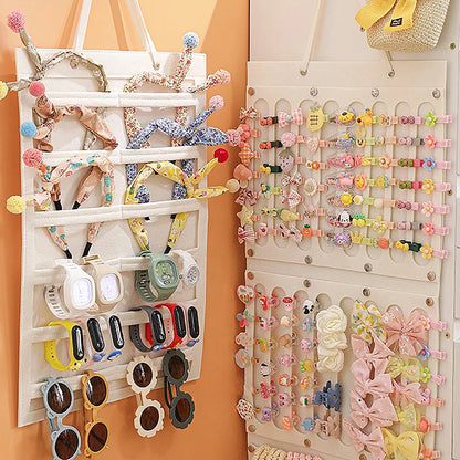 Organisateur de nœuds de cheveux, tenture murale, support de bandeau de grande capacité, cintre de rangement de pinces à cheveux, accessoire permettant de gagner de l'espace pour chambre de fille