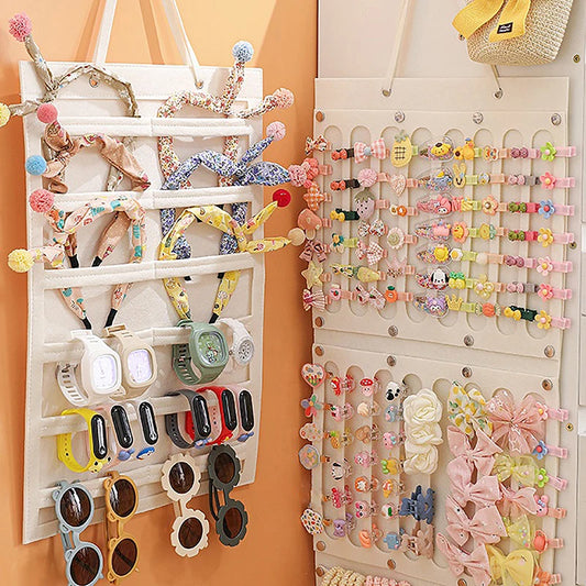 Organisateur de nœuds de cheveux, tenture murale, support de bandeau de grande capacité, cintre de rangement de pinces à cheveux, accessoire permettant de gagner de l'espace pour chambre de fille