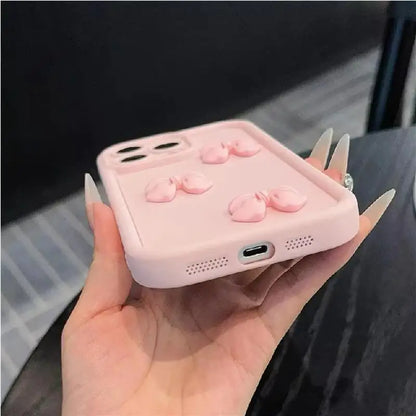 Coque de téléphone à nœud papillon rose 3D, étui souple en Silicone mignon pour iPhone 15 16 Pro Max 11 12 13 14 Pro Plus, housse bonbon antichoc