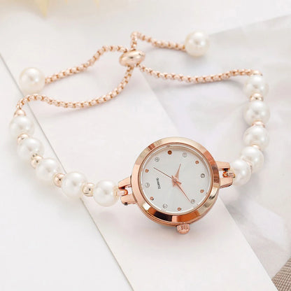 LUCKY FOX nouveau Style minimaliste Bracelet de perles femmes montre à Quartz à la mode petit disque conception lumière luxe bijoux femmes montre