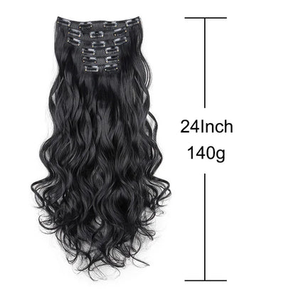 WIGSIN 24 pouces synthétique longue ondulée bouclés Extensions de cheveux postiches accessoires de cheveux quotidiens pour les femmes