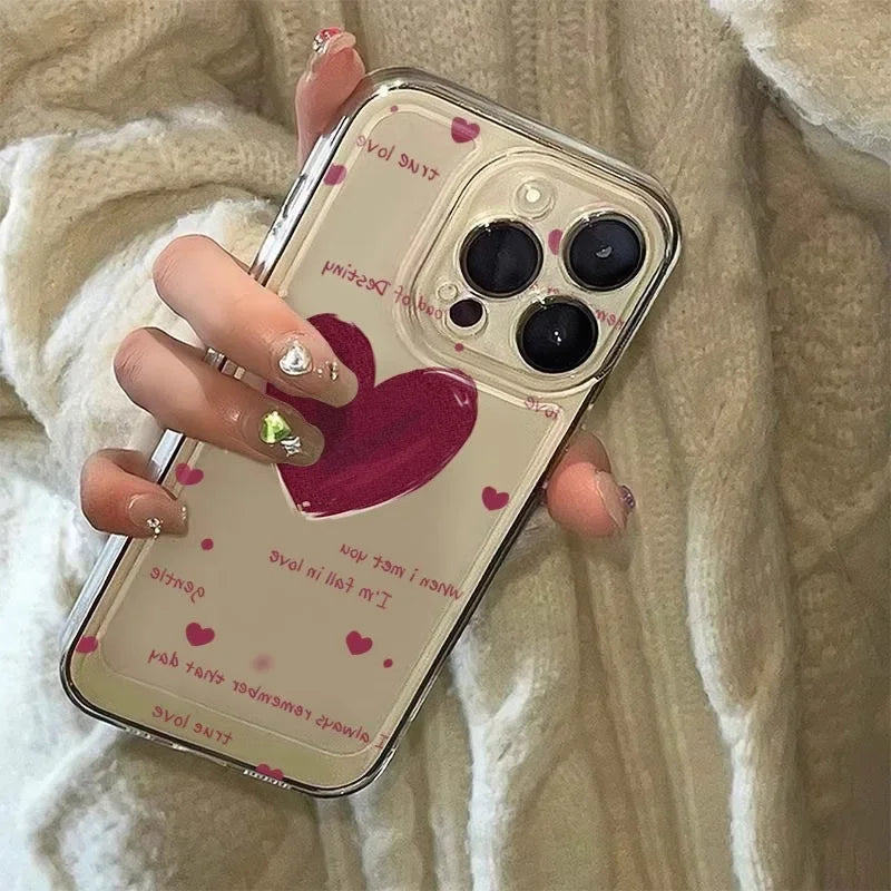 INS – coque de téléphone colorée en forme de cœur, étui transparent souriant pour iPhone 16 15 14 11 12 13 Pro Max Plus Mini XS XR 7 8 SE