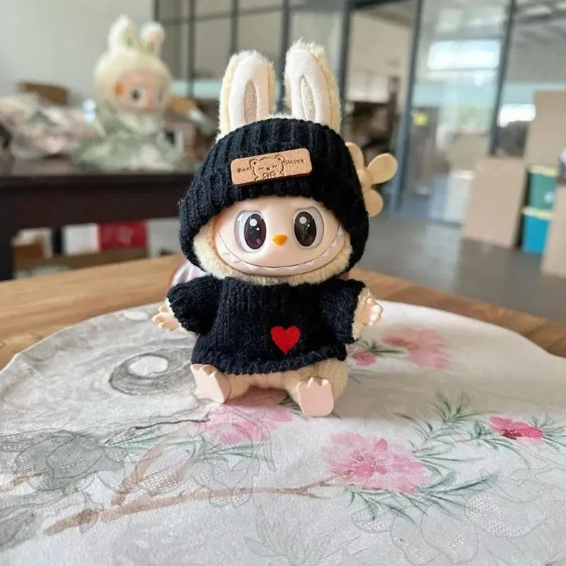 New Doll Clothes Pendant Set, LABUBU Bear Hat Love Sweater Set, DIY Doll Accessories, Funny and Cute Baby Clothes, Christmas Gifts