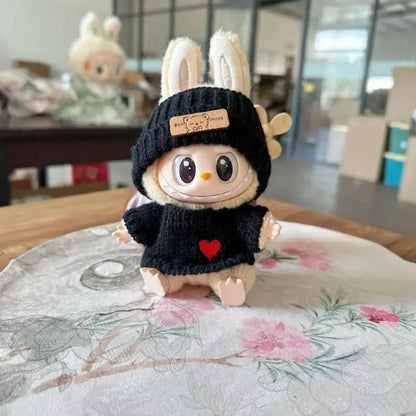 New Doll Clothes Pendant Set, LABUBU Bear Hat Love Sweater Set, DIY Doll Accessories, Funny and Cute Baby Clothes, Christmas Gifts