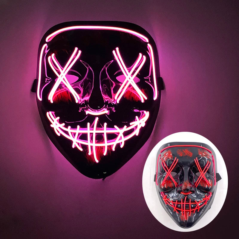Masque lumineux pour Costume d'halloween, masque de Cosplay LED Demon Slayer pour hommes et femmes, accessoires de maison hantée d'horreur