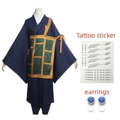 Jujutsu Kaisen Geto SuNAFTA u Cosplay Costume, Black Blue Kimono, Uniform Sв, Anime Everthe, Halloween Costumes for Women and Men